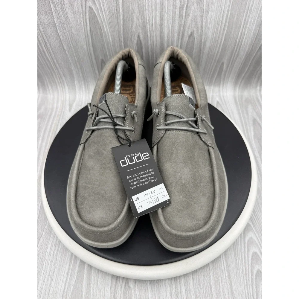 Hey Dude Welsh Grip Mens Size 12 Armadillo Gray Suede Casual Slip On Shoes NEW